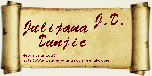 Julijana Dunjić vizit kartica